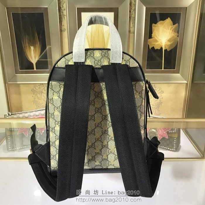 GUCCI 古馳女包 新款 427042 pvc刺繡 古奇奢侈品女包 蜜蜂圖案 雙肩包 女款背包